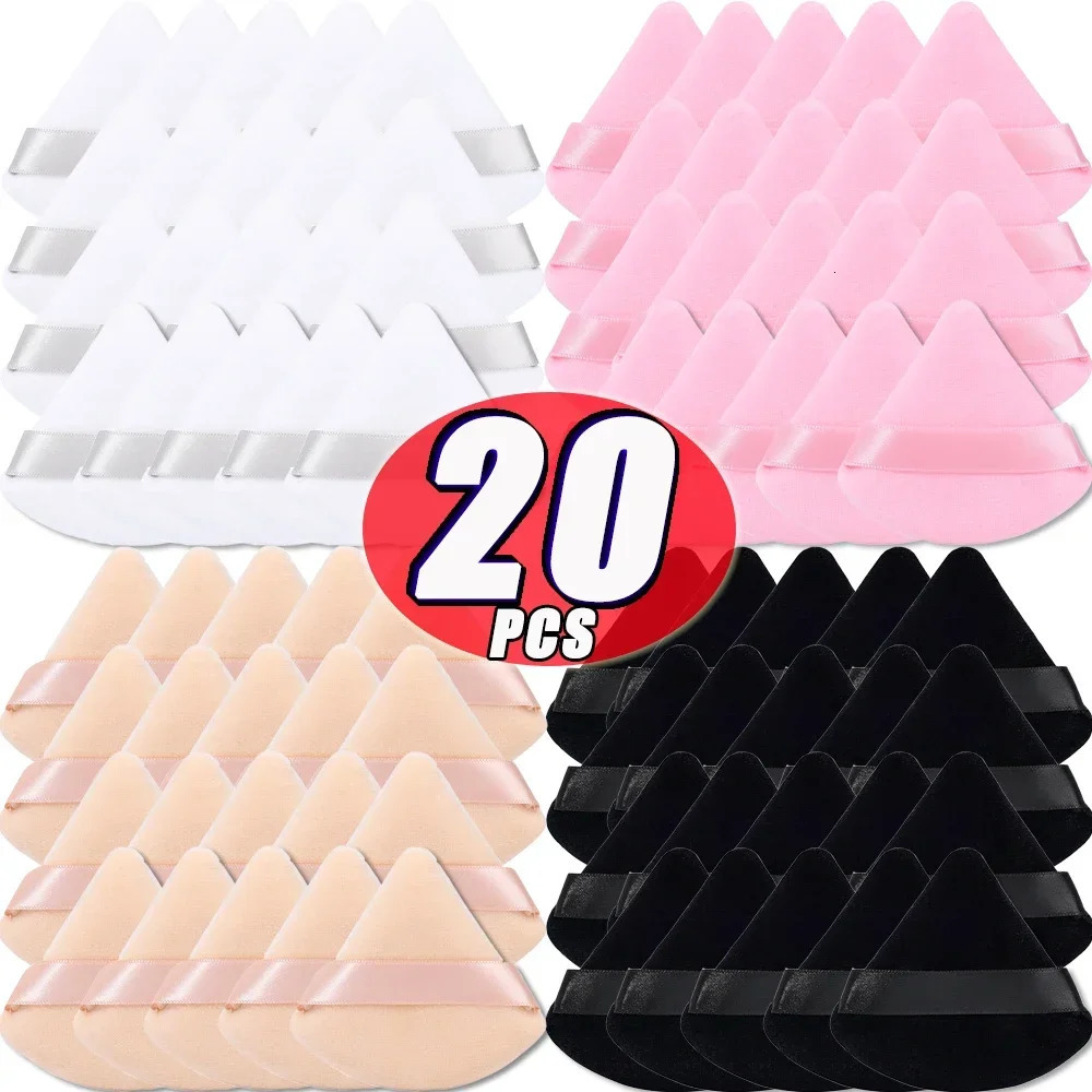 1-20pcs Short Plush Triangle Makeup Puffs Triangle Velvet Washable Powder Puff Cosmetics Eye Beauty Makeup Tool Reusable Sponge 250625