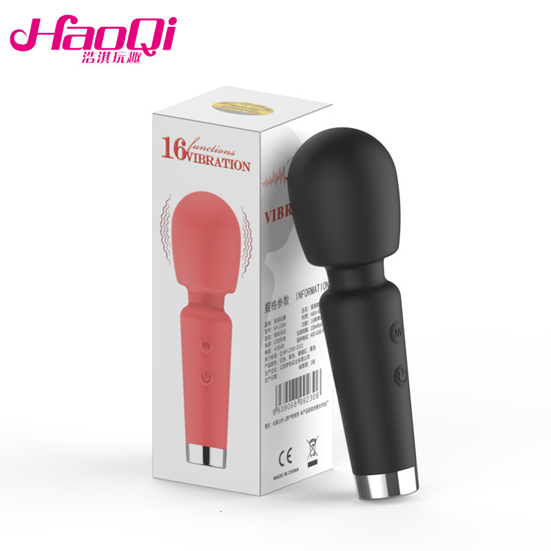 Haoqi Fun Adult Products Mini Compact AV Stick Rechargeable 16-Speed Vibration Female Massager