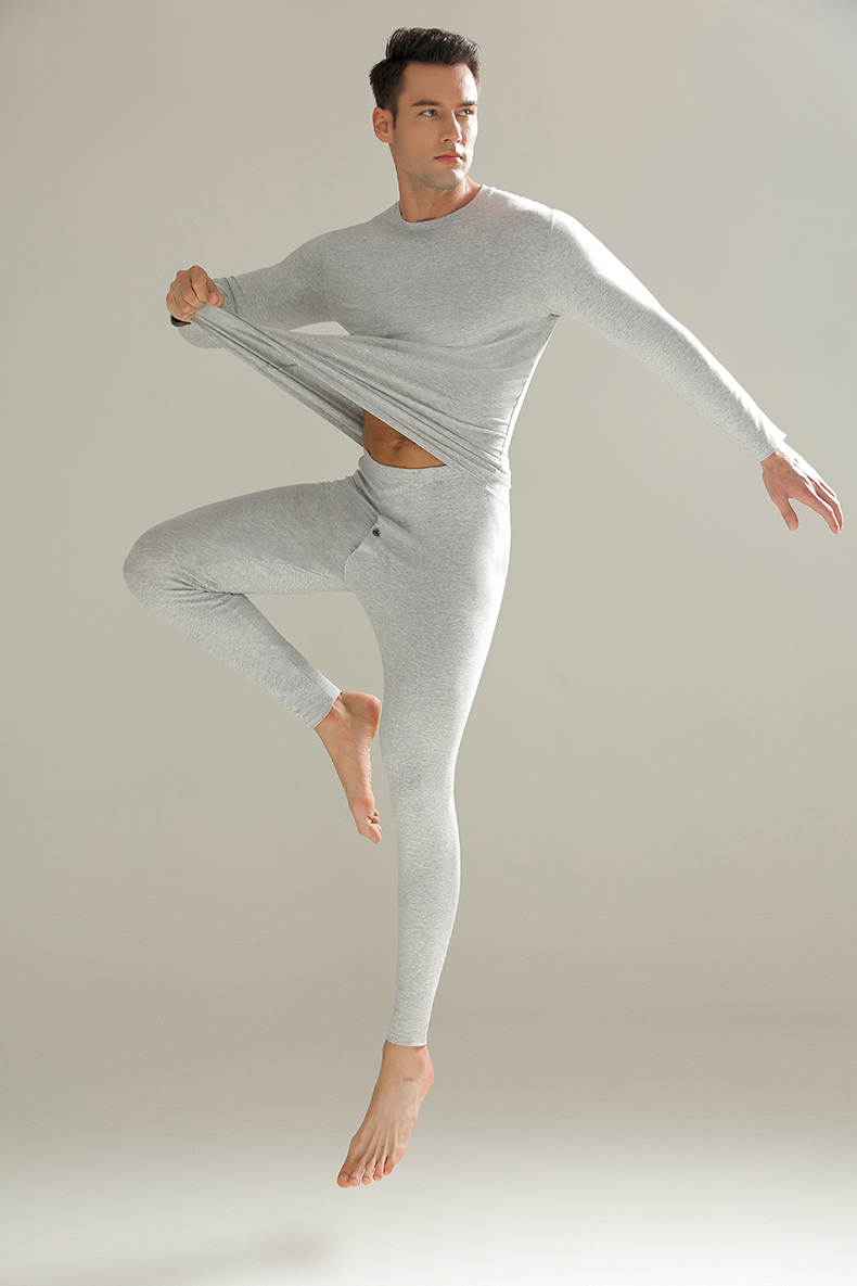 Couple models of thermal underwear suit men and women solid-coloured round neck high elastic Slimming autumn and winter thermostat bottoming autumn cl
