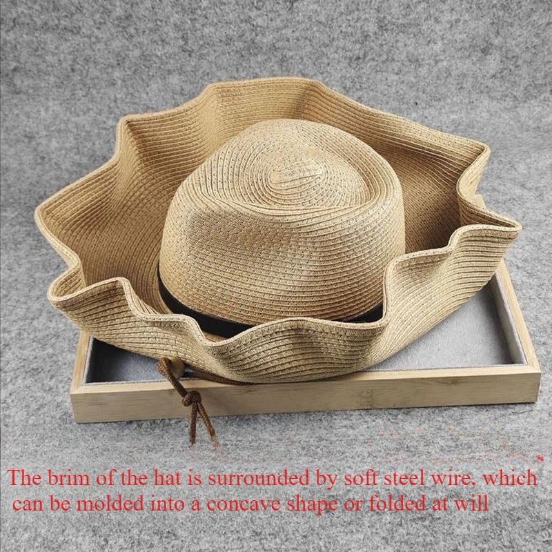 Big Size Foldable Jazz Straw Hat for Men Big Brim Summer Sun Protection Hat Tourist Travel Beach Hat for Woman 58cm 60cm 62cm 250624