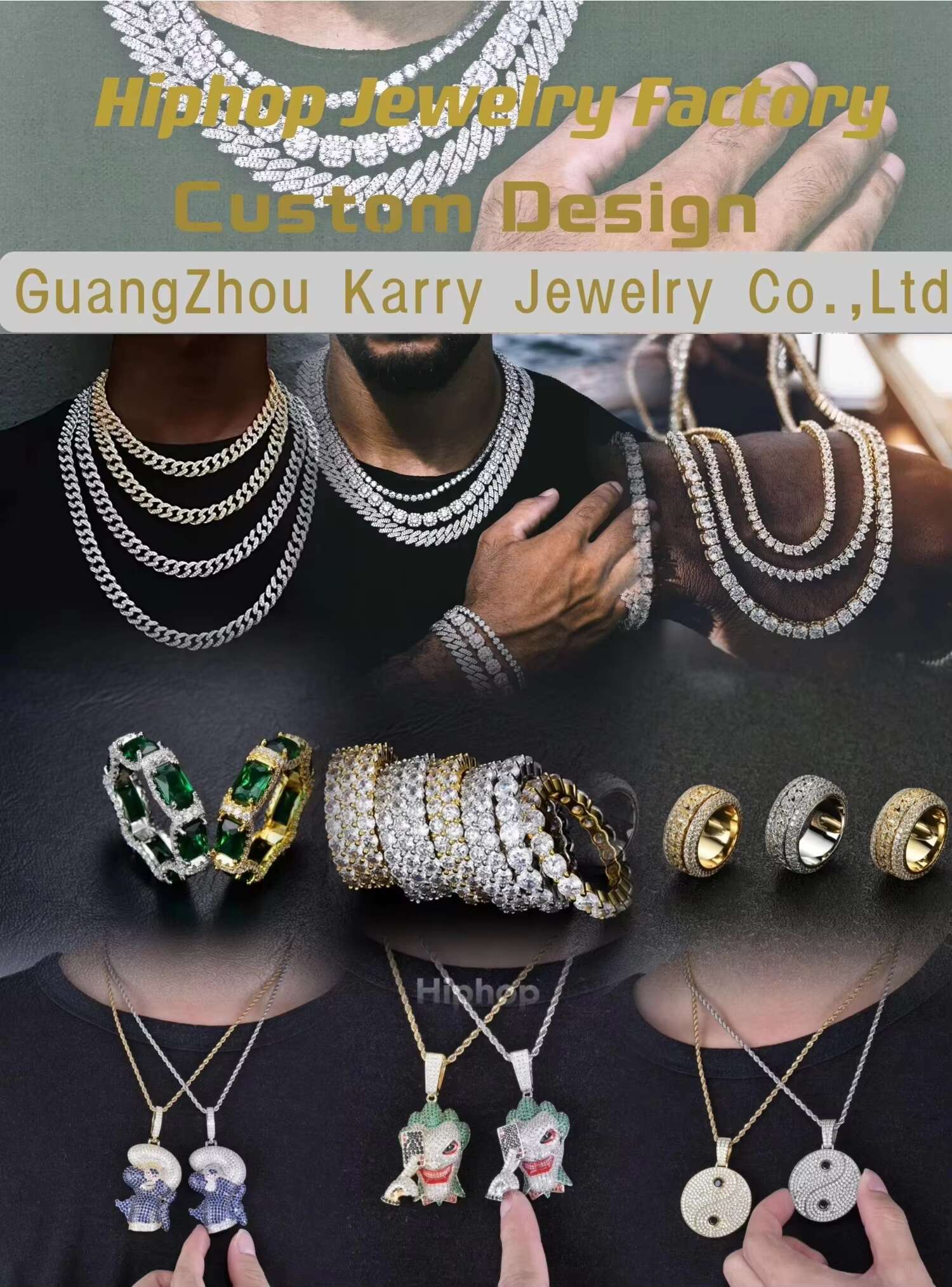 Moissanite Jewelry 925 Sterling Silver 10k/14k/18K Gold Plating Necklace Moissanite 2 Rows Prong Iced Out VVS Cuban Link Chain