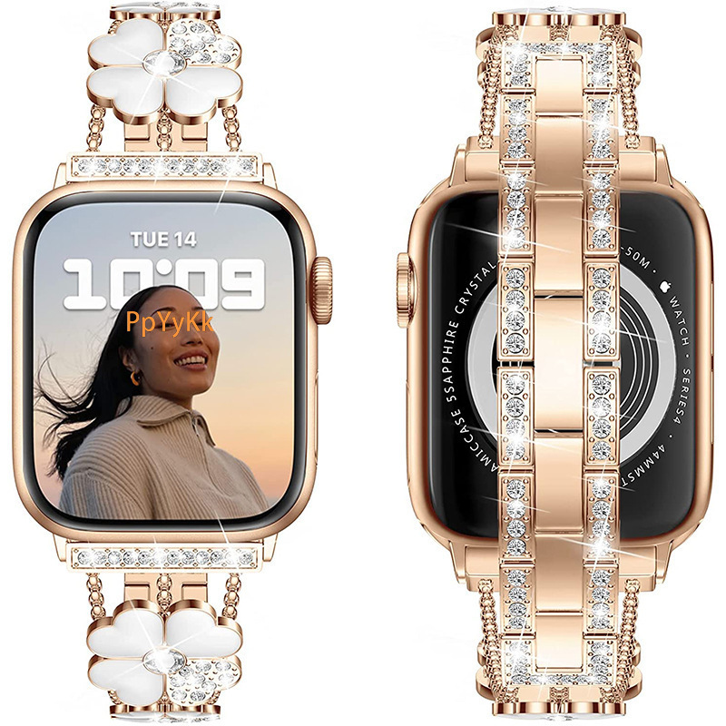 Luxury Premium Rhinestone Stainless Steel iWatch Band Fashion Elegant Universal Strap for iWatch Series 1-10 SE High-End Accessory