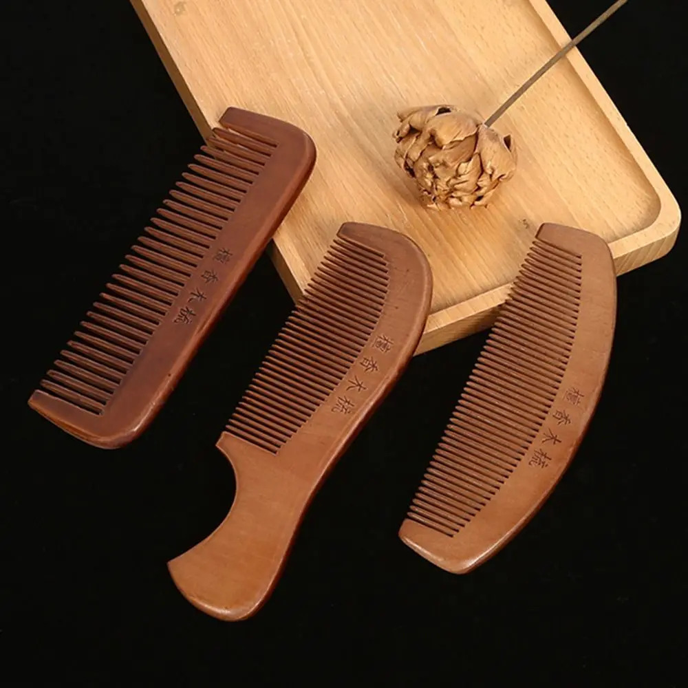 Anti-Static Handcrafted Natural Peach Wood Hair Comb Head Massage Sandalwood Comb Hair Care DIY Styling Tool 250625