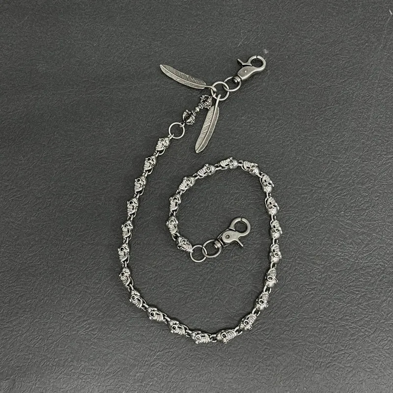 64cm Mens Waist Key Chain Retro Skull Metal Hip Hop Gothic Punk Skull Pants Jeans Bike Ride Wallet Key Ring 250625