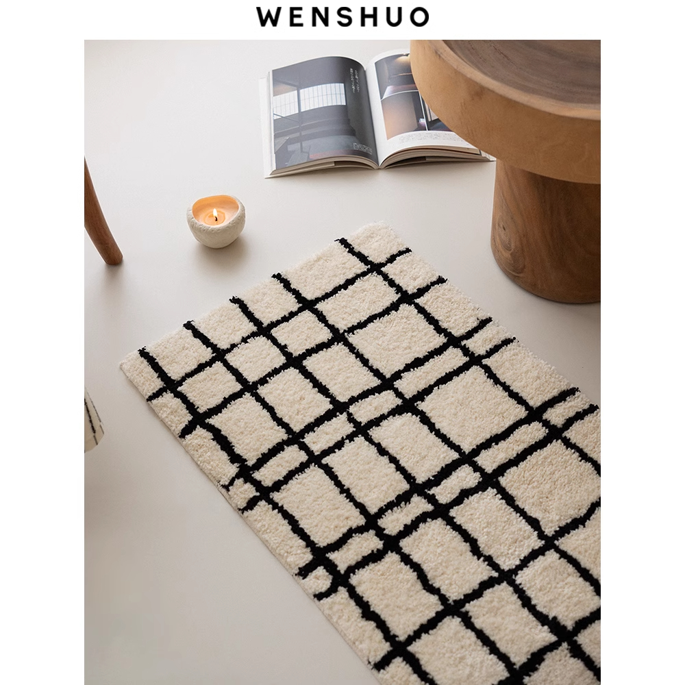 Bathroom checkered style carpet, water-absorbing and anti-slip. H260226