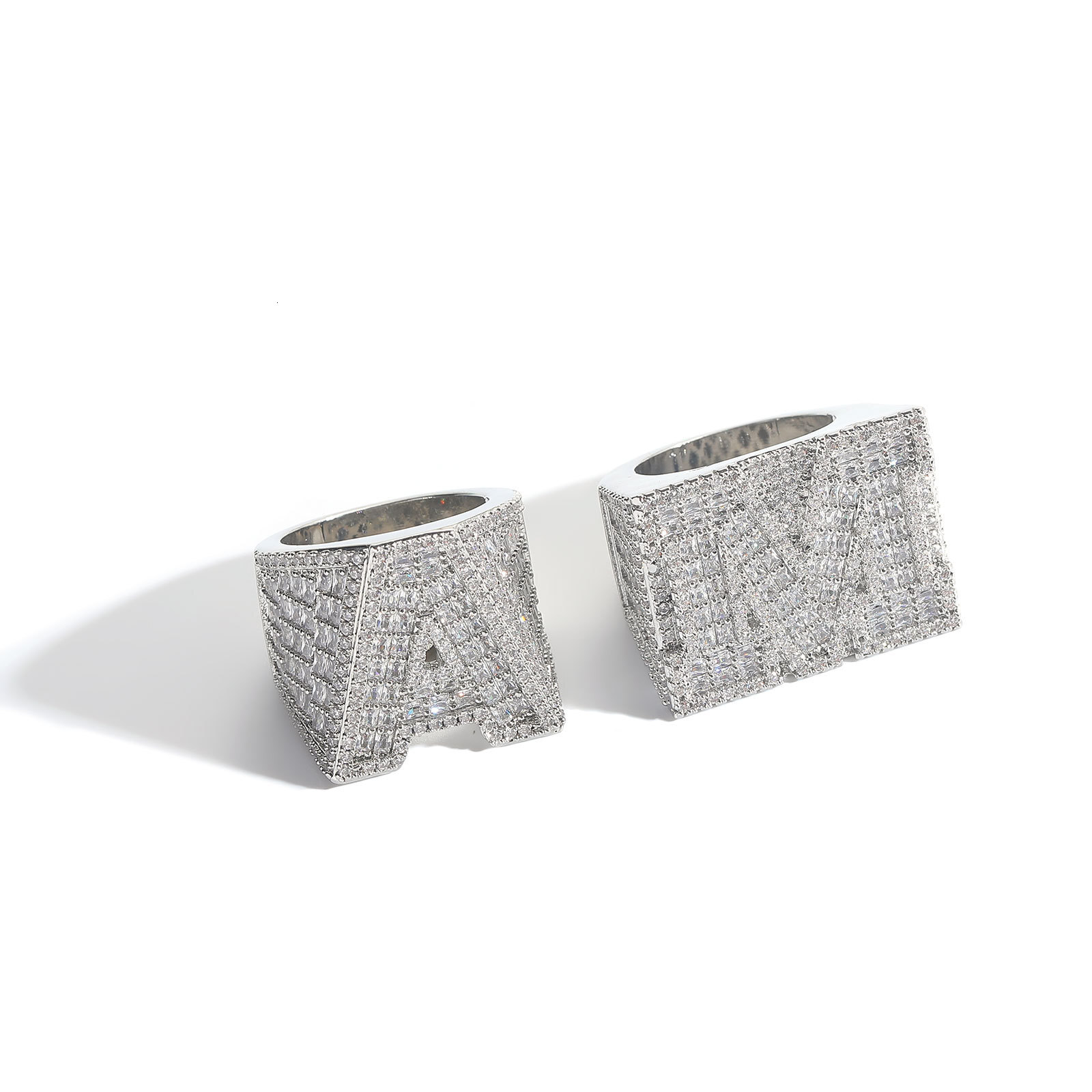 Creative Letter Men's Ring High End Bling Bling Full Diamond Iced Out Hip Hop Swag Accessory Passes the Diamond Tester
