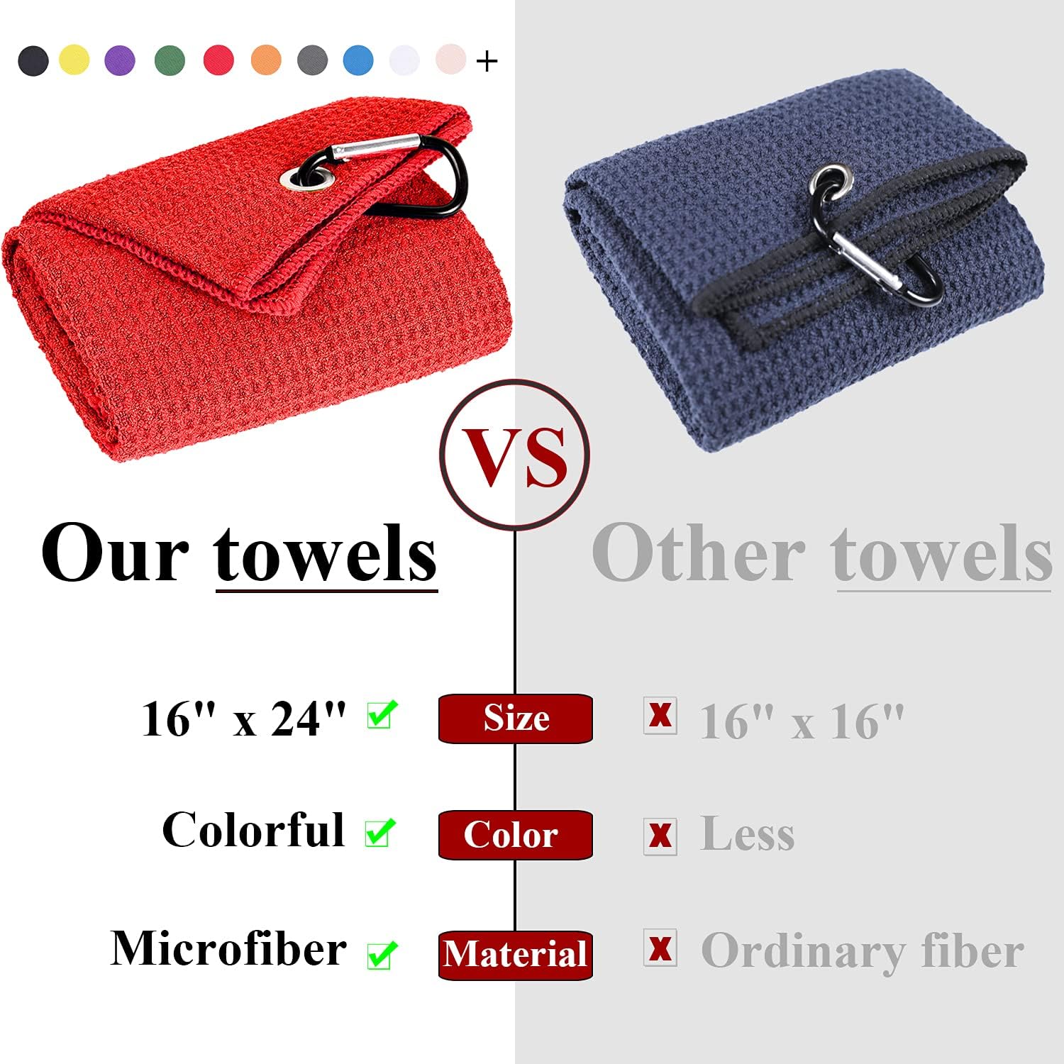 Hot Sale Custom Printed Logo Funny Tri-Folder Golf Towel with Hook Microfiber Waffle Weave for Adult for Outdoor Use