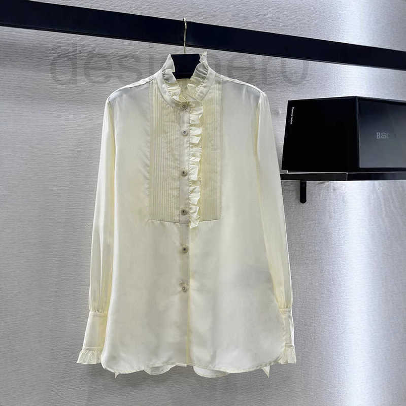 Women's Blouses Shirts Designer French Shirt Early Spring Sweet Design With Ruffled Edges And Flower Bud Collar Exuding Slimming Silk For Women RBB9 7ITN