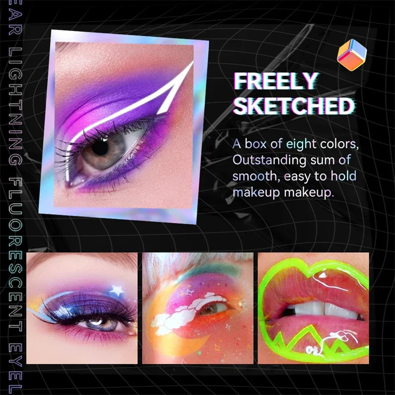 Luminous UV Light Neon Eyeliner Pen Eyes Makeup Red Waterproof Yellow Purple Red Color Liquid Eye Liner Pencil Make Up Cosmetics 250625