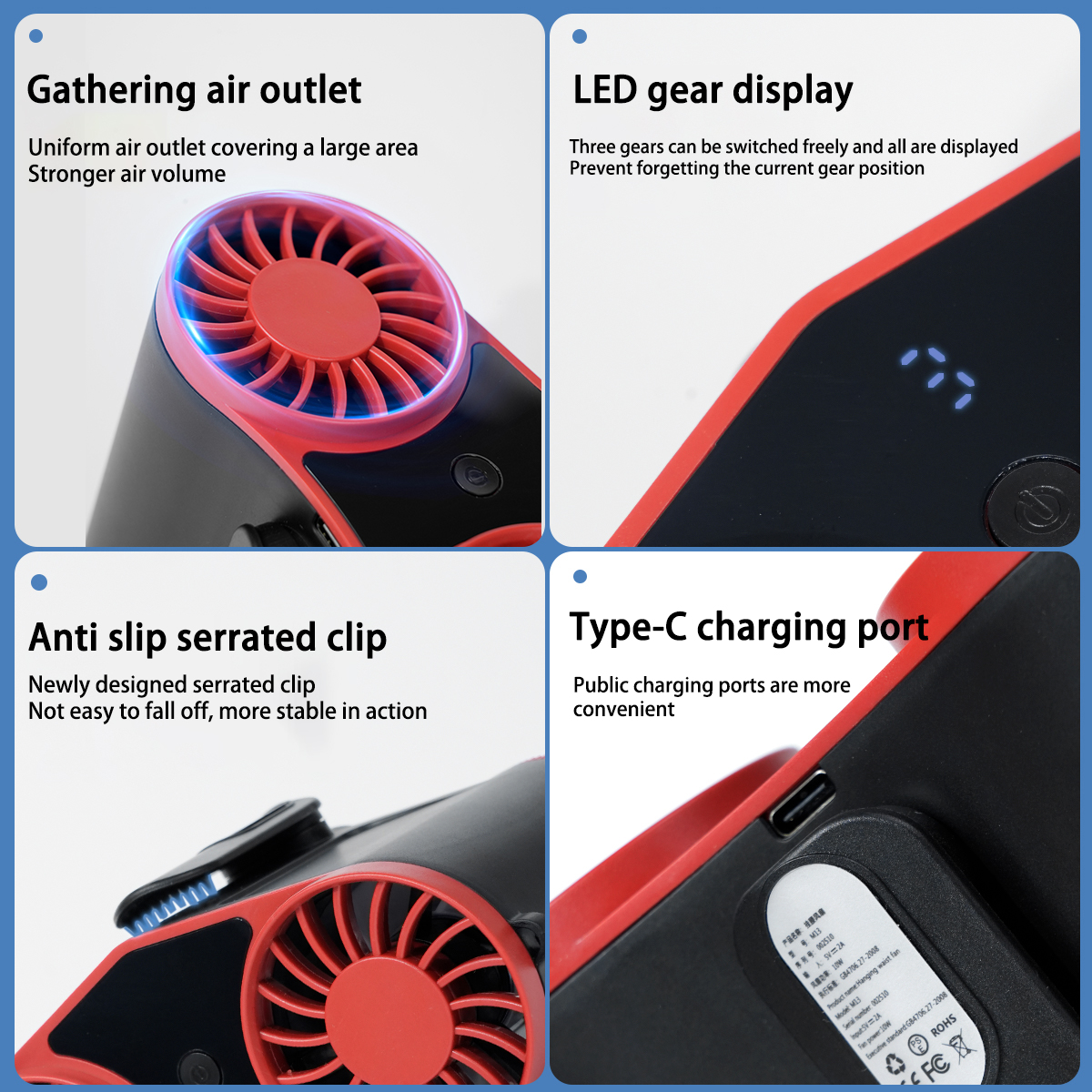 Portable handheld home mini outdoor m13 waist-mounted fan