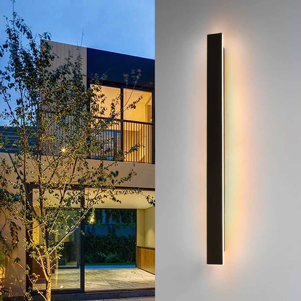 2/1 PCS Dimming Waterproof LED Long Wall Sconce Lamp Garden Decoration Outdoor Lighting 85-265V LED Wall Light External Sconce XJ250624
