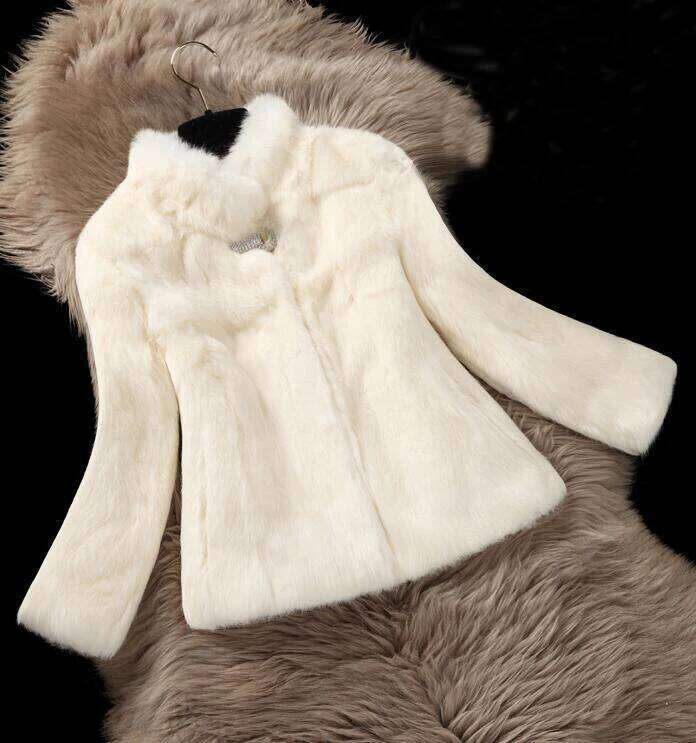 Winter Shinny Decorate Full Pelt Real Rabbit Fur Coat Natural Drop Shipping Jacket Factory Customize Color Big Size Wsr194
