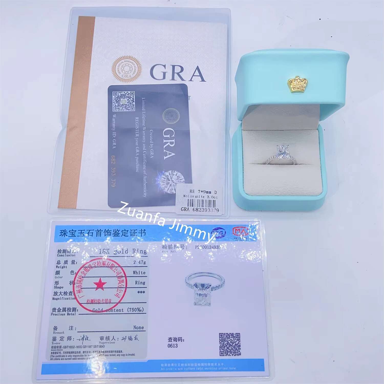 Luxury Classic Style Pass Tester Women Engagement Rings Jewelry 18k White Gold Au750 VVS1 Moissanite Diamond Rings