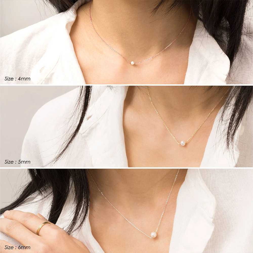 e-Manco Stainless Steel Choker Imitated Pearl Necklaces for Women Gold Color Layered Chain Necklace Jewelry M250625