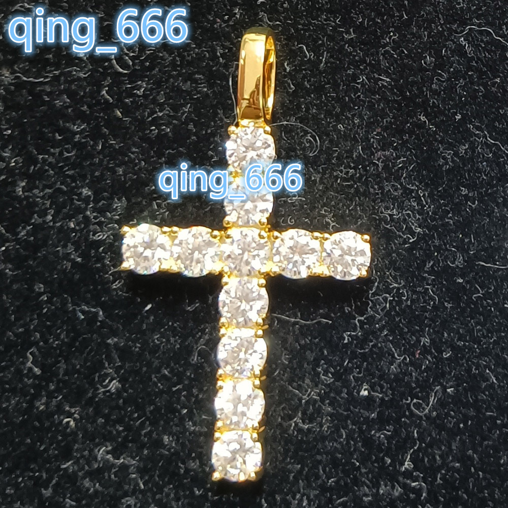 2025 new high-end niche S925 silver inlaid moissanite cross gold-plated platinum pendant cross-border quality jewelry