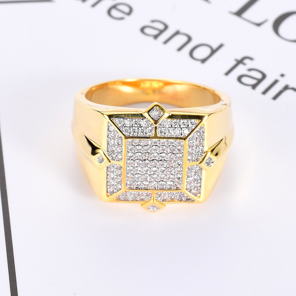 Luxury Moissanite Jewelry Hip Hop Couple Ring Diamond Studded Individual Creative High Quality Ring Passes the diamond tester