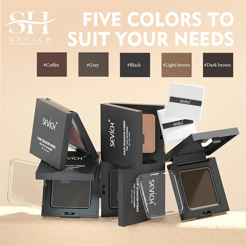 Sevich 5 Colors 12g Hair Shadow Powder Waterproof Hairline Edge Control Powder Root Cover Up Dark Brown Hair Concealer With Puff 250625