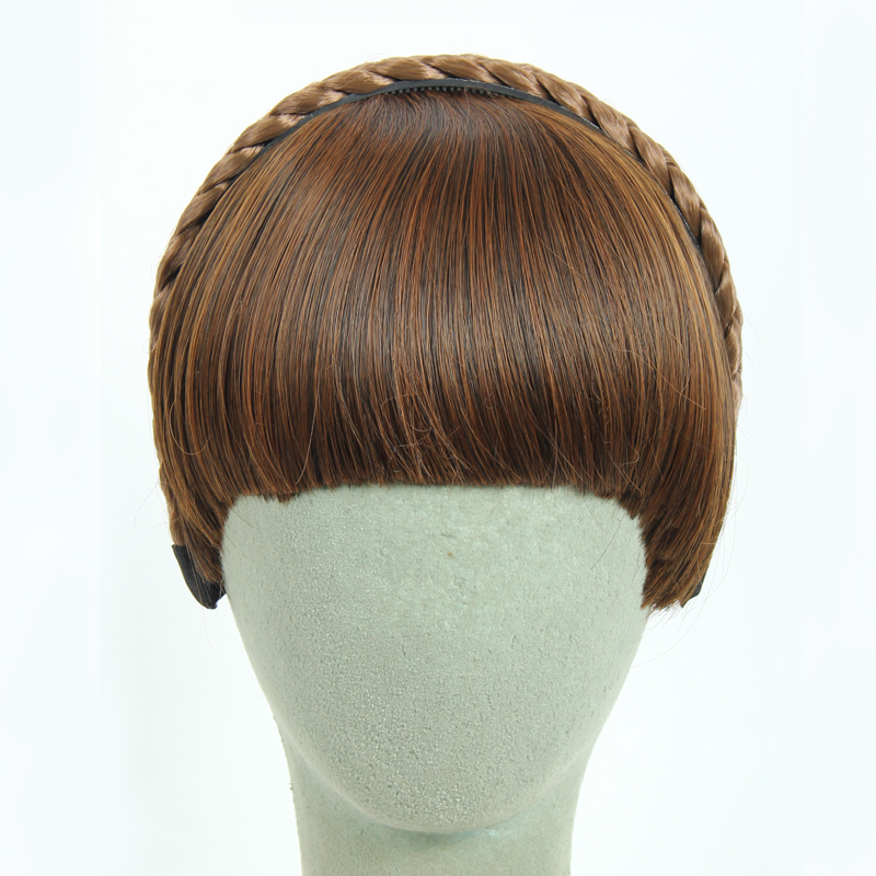 Synthetic Headband Bangs Extension Fake Hair Blunt Fringe without Long Sides For Women Natural Flase Hairpiece