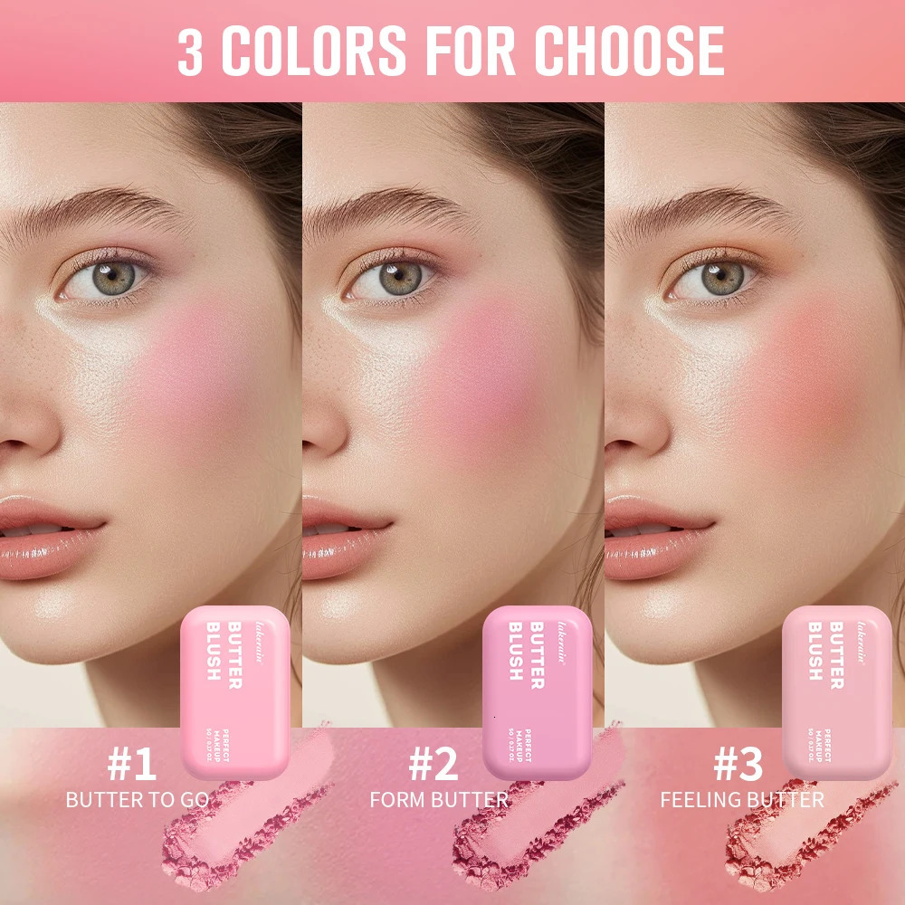 Matte Natural Butter Blush Single Color Cheek Tint Waterproof Face Contouring Cosmetics Blush Powder Face Soft Female Makeup 250625