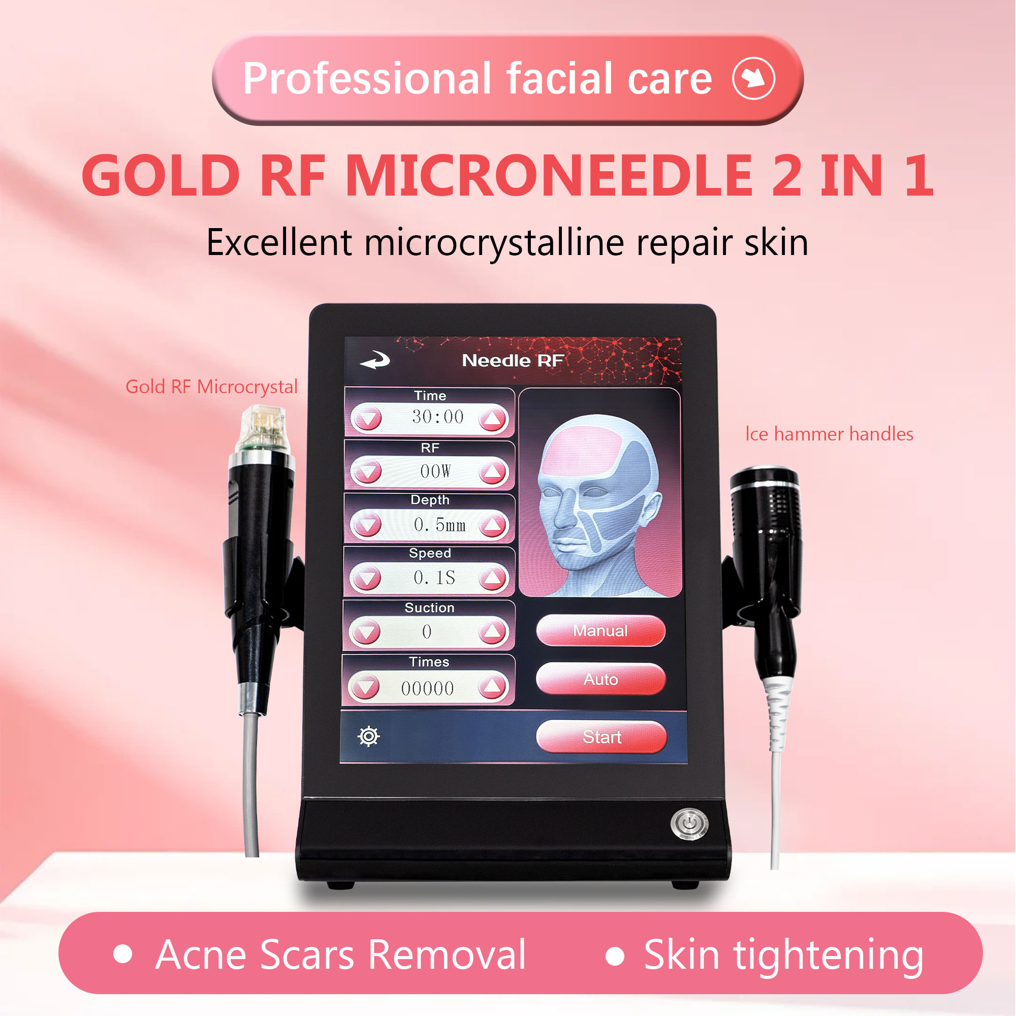 Rf Micro-Needle Beauty Instrument Fades Fine Lines and Purifies Pores. Multifunctional Beauty Salon Instrument Professional