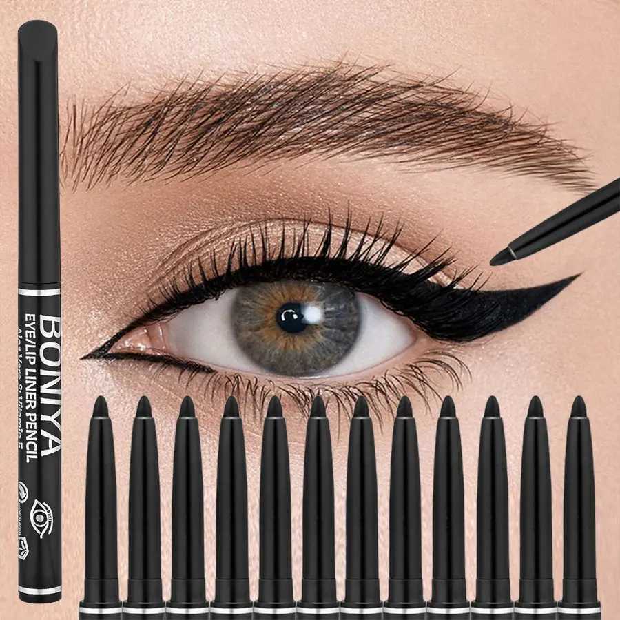 12pcs Black Eyeliner Pencils - Easy Twist Application for Flawless Eye Makeup Y250625