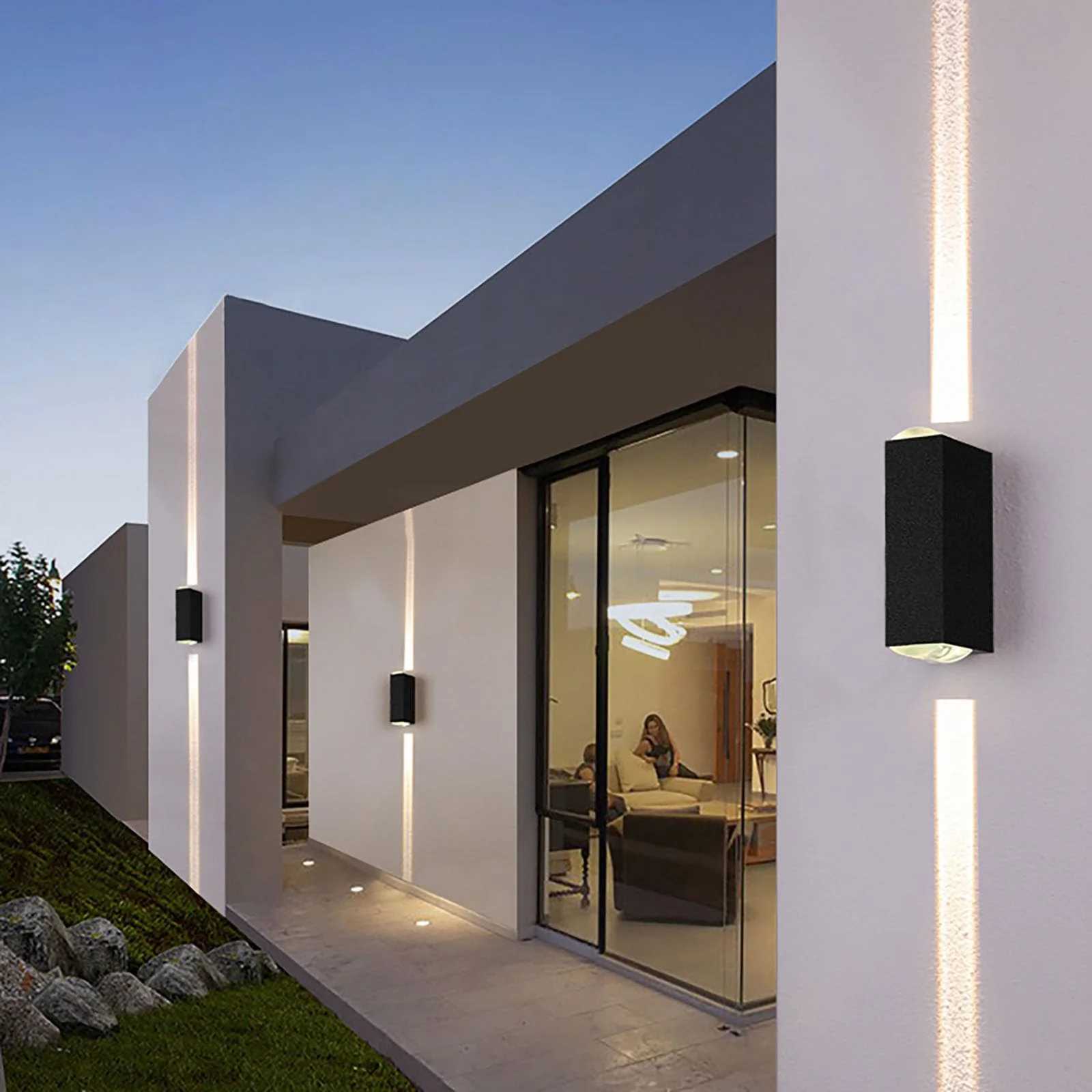 Outdoor Wall Lights LED Up Down Exterior Lighting IP65 Waterproof Outdoor Light Aluminum Modern Patio Wall Light Fixture Black XJ250624