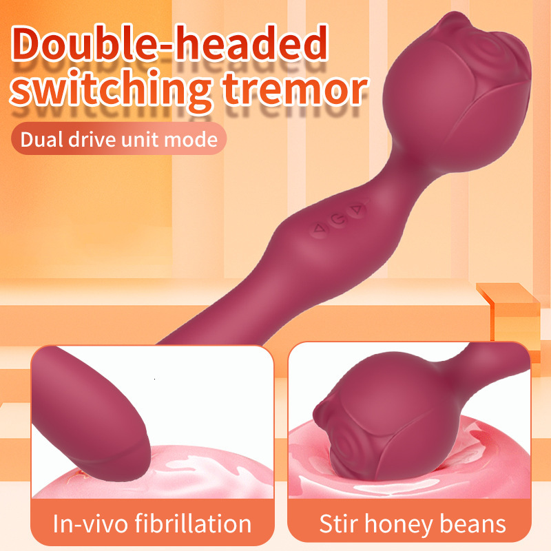 Liquid Silicone Rose Head Vibrator Heating AV Wand Massager Adult Sex Toy