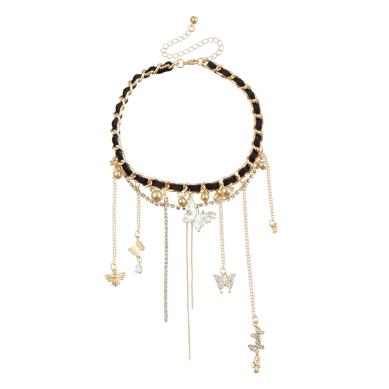 Fashion Jewelry Tassel Heart Cross Butterfly Collarbone Chain Sexy Trendy Dia-Studded Necklace for Women Jewelry for Women