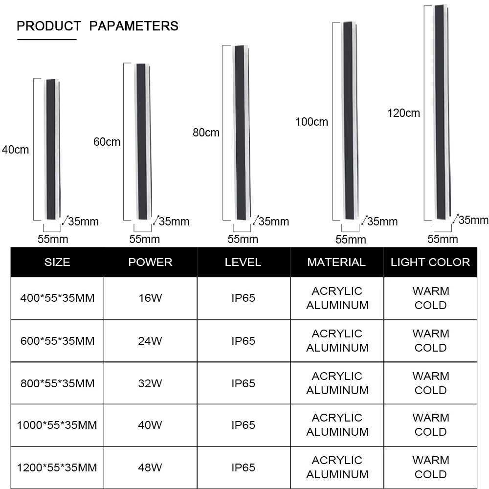 Outdoor Indoor LED Wall Lamp Door Long LED Wall Light Waterproof Porch Wall Lighting IP 65 Garden Lights 220V/110V Home LampsXJ250624