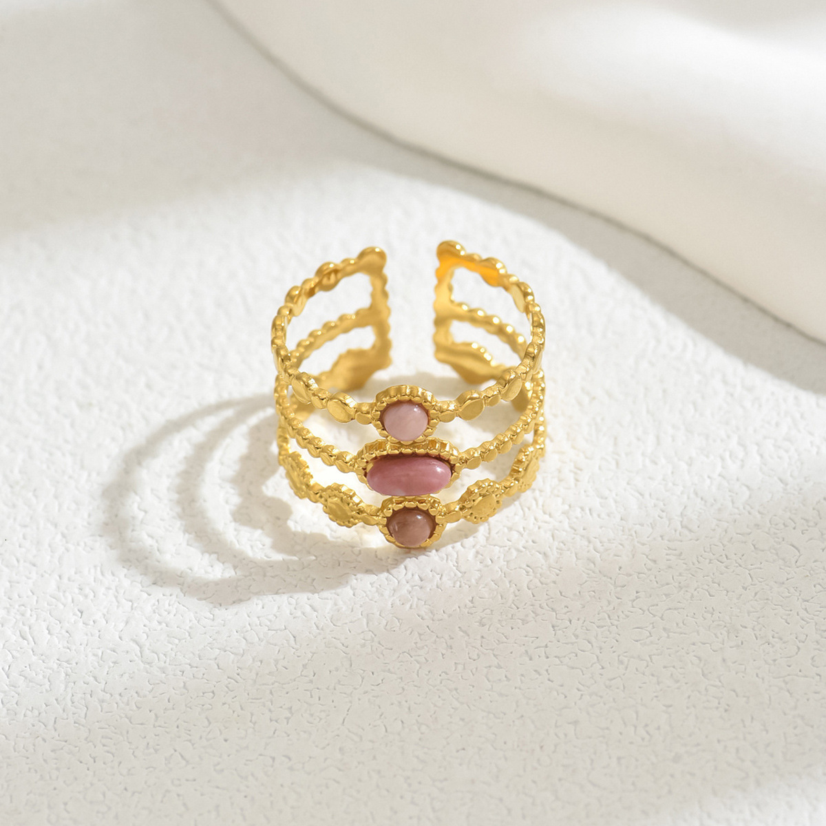 Style Women S Simple Band Light Luxury Inlaid Open Design Multi Layer Ring