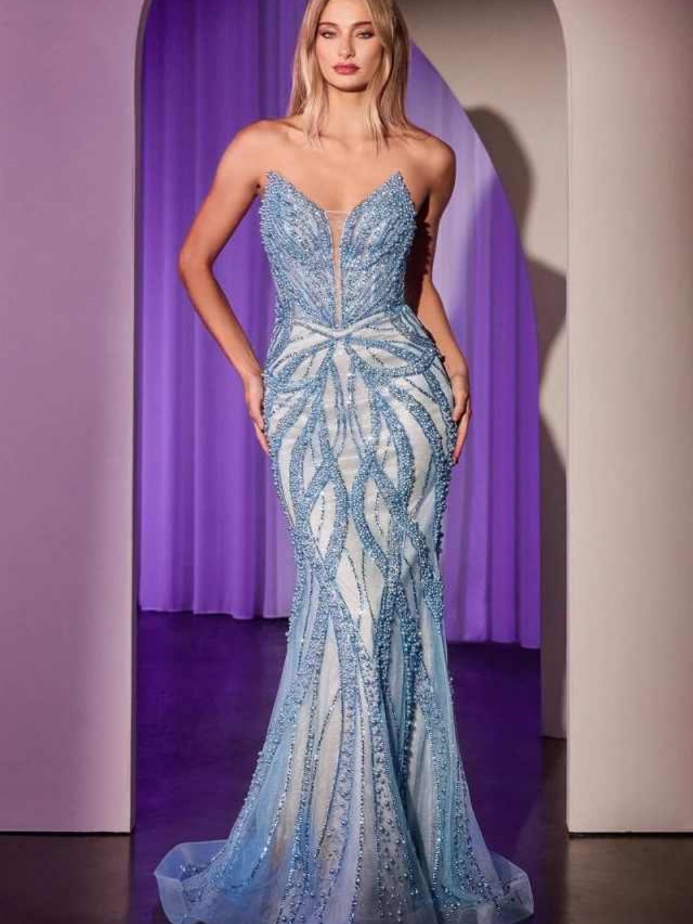 Exquisite Mermaid Evening Dress Strapless Sleeveless Sequins Pearls Prom Gowns Fashion Floor Length Formal Dresses Customized