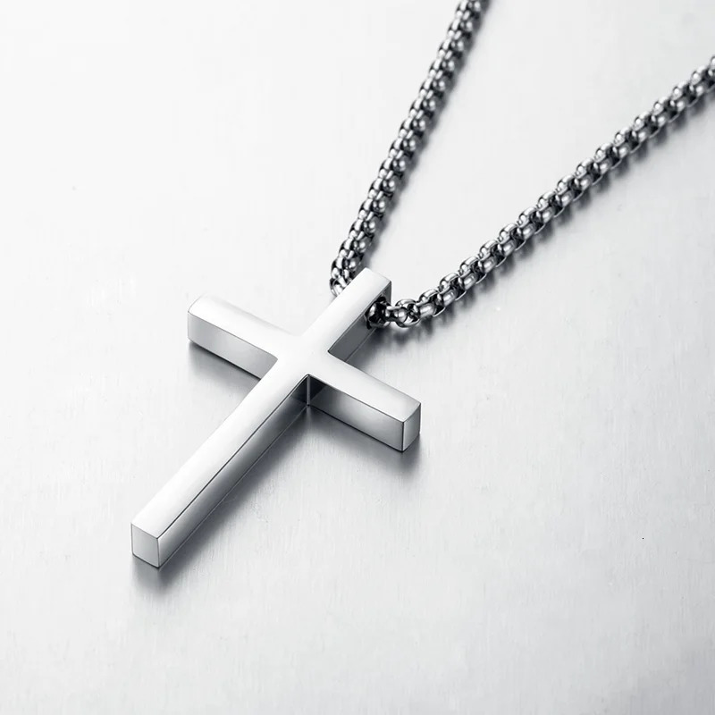 Stainless Steel Cross Pendant Necklace for Men Women Minimalist Jewelry Male Female Necklaces Chokers Silver Color 250717