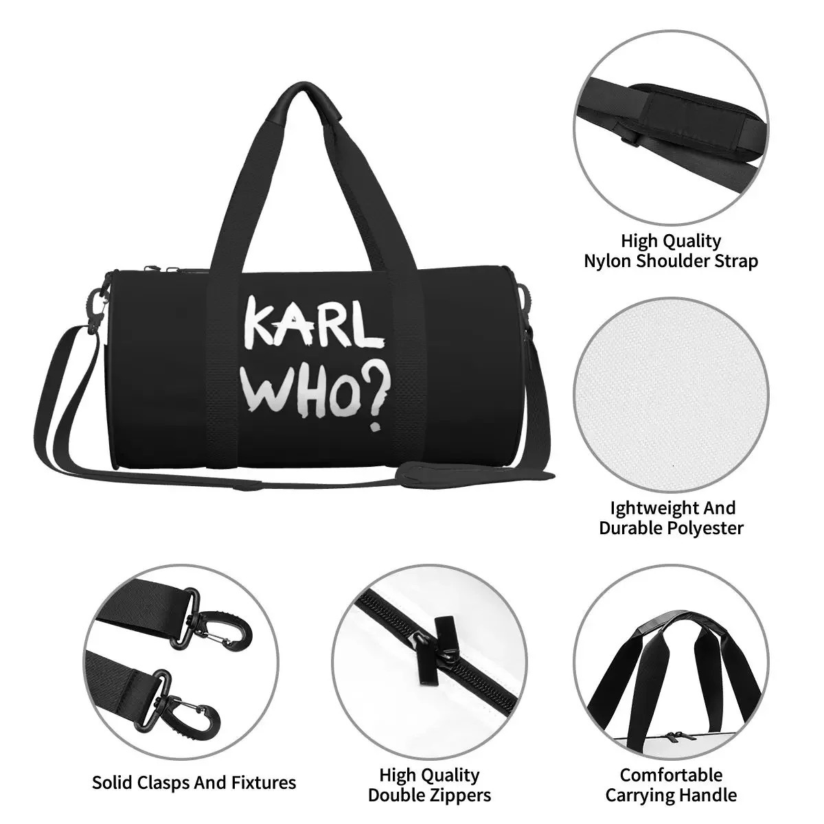 Travel Bag Text Series Gym Bag KARL Who Funny Outdoor Sports Bags Large Capacity Casual Handbag Fitness Bag For Men 250624