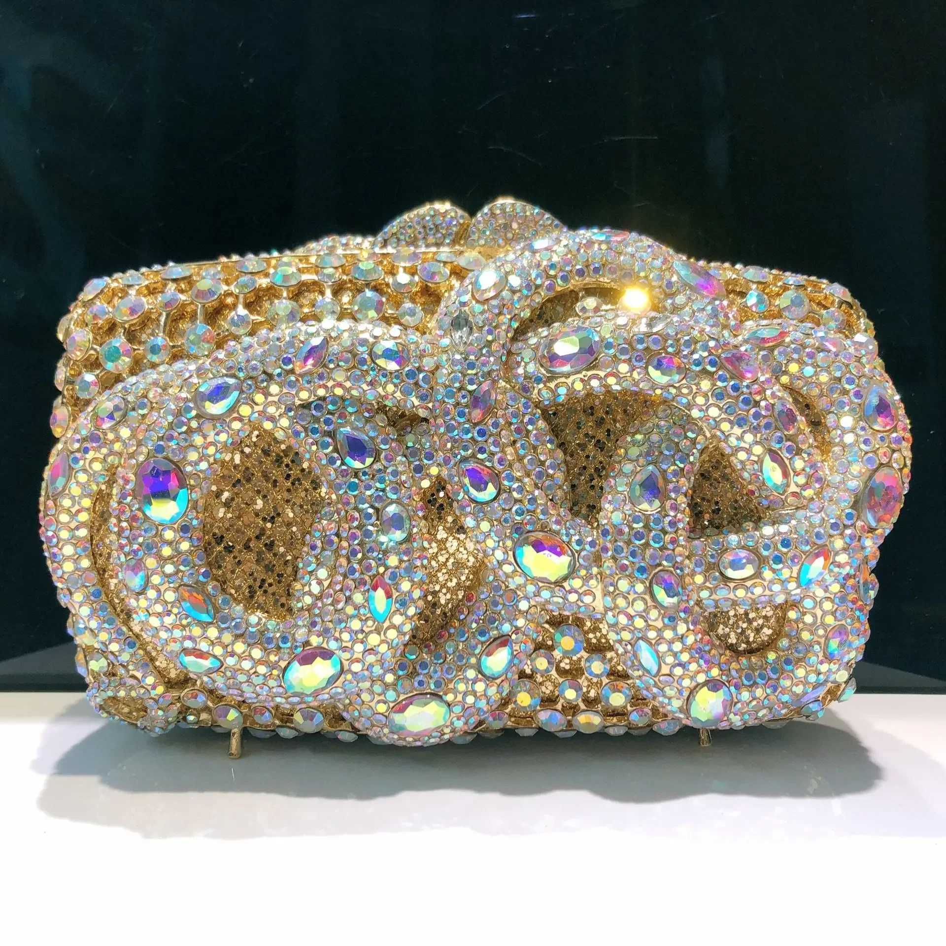 2025 Women Crystal Green/Gold/Silver Evening Bags Party Cocktail Formal Dinner Ladies Diamond Clutch Purse Wedding Handbags M250625