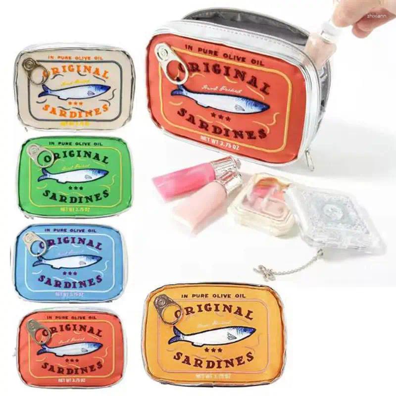Cosmetic Bags Canned Sardines Style Bath Travel Bag Cute Toiletry Creative Portable Fashion Zipper Multi-function For Weekend Vacation