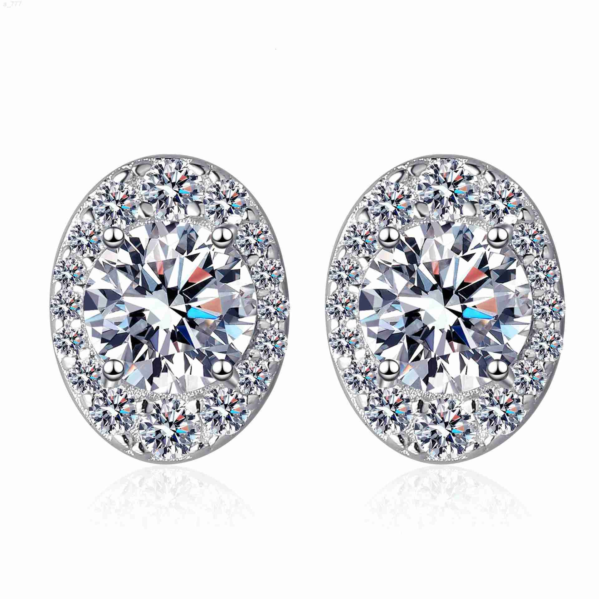 Wholesale Price Classic Round Moissanite Earrings Fine Jewelry 925 Sterling Silver Luxury Wedding Stud Earring for Women