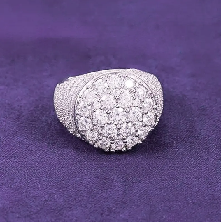 Hip Hop Fine Jewelry Passd Diamond Tester 925 Silver Iced Out VVS Moissanite Cluster Prong Dome Ring for Men Women