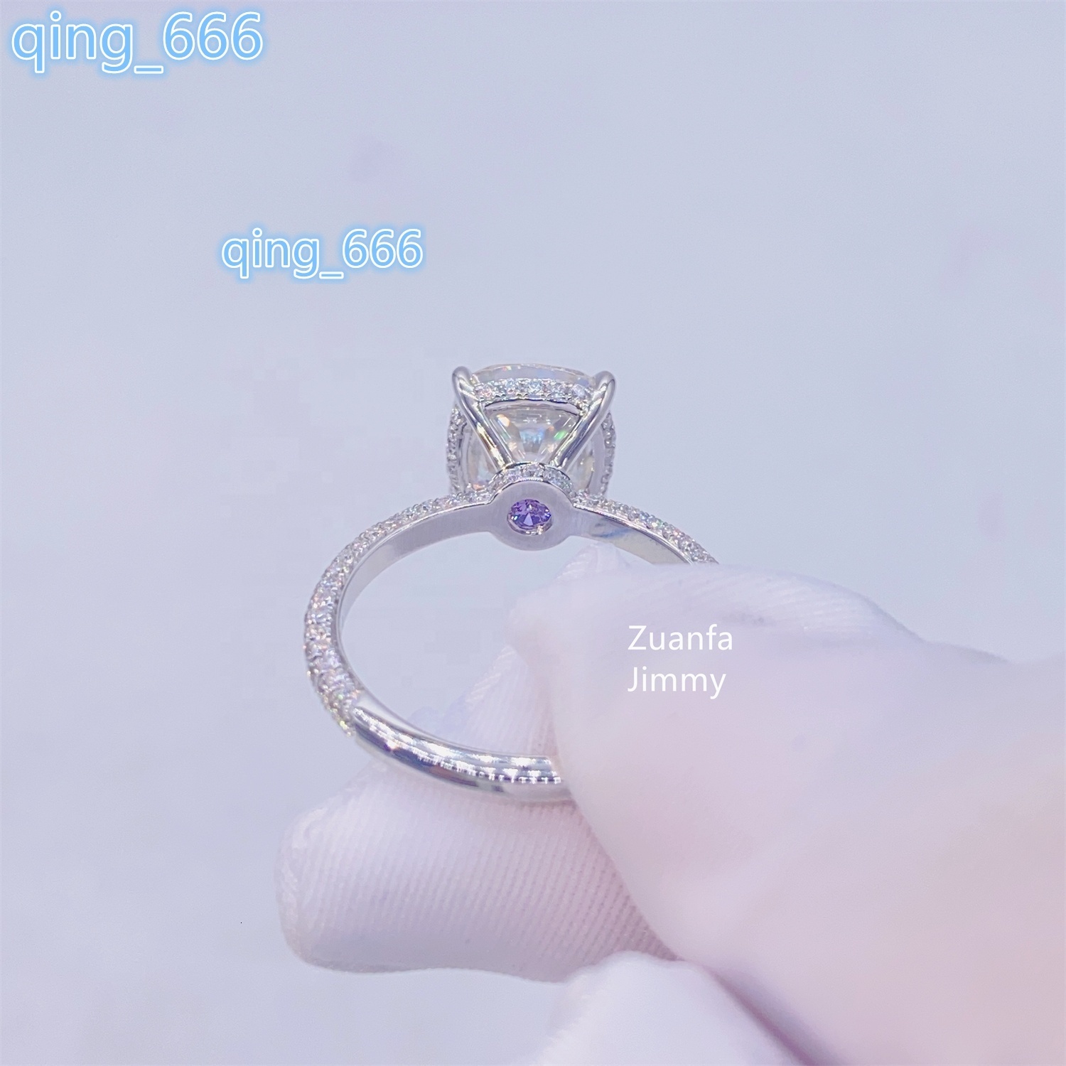 14K White Gold 3.00ct Cushion Cut Colorless GRA Moissanite Engagement Ring Handmade Pave Set Band Ring Wedding Ring