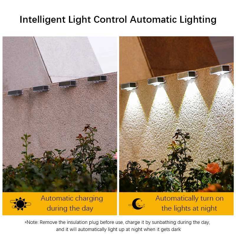 Solar Wall Lamp LED Landscape Lighting with Smart Sensor Auto On/Off Solar Powered Light for Garden Fence PathwayXJ250624