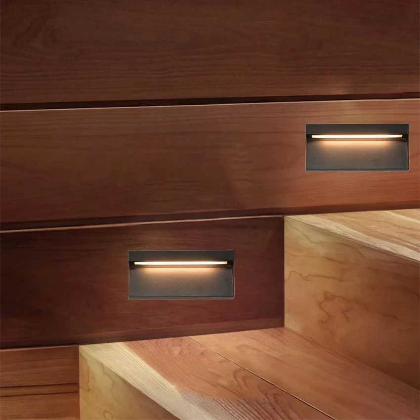 Surface Mount LED Stair Light Step Lights Corner Light Footlight Indoor Outdoor Waterproof Staircase Step Lamp AC85-265V NR-235 XJ250624