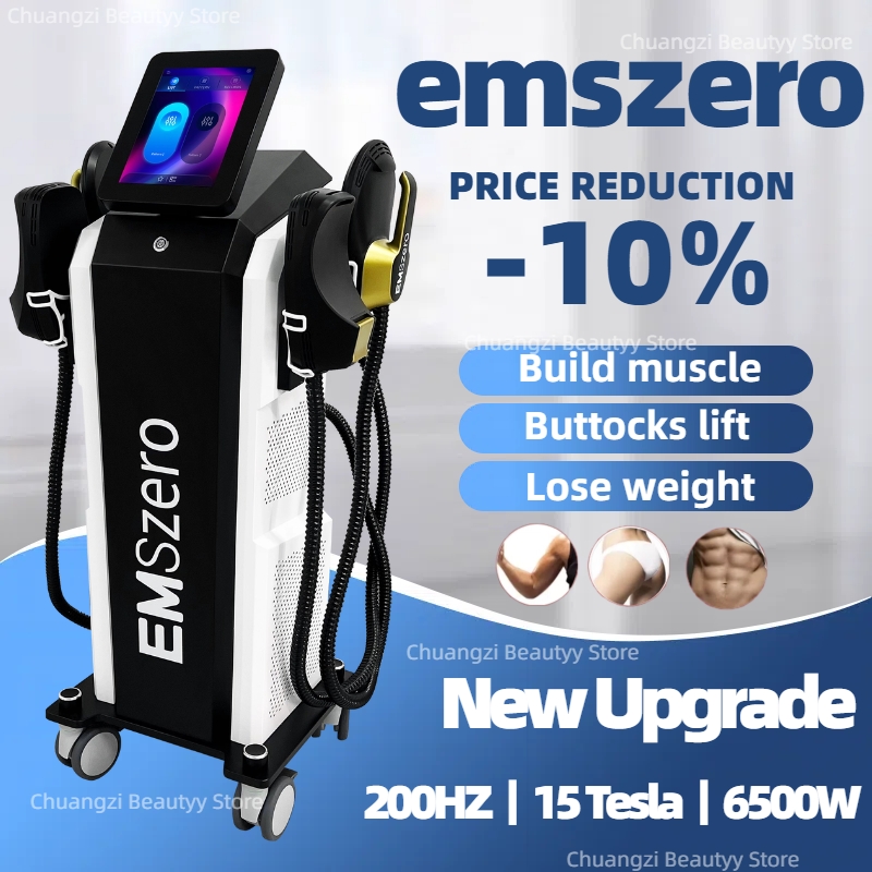 EMSzero Upgraded Non-invasive Body Shaping Machine 5 Handle Electromagnetic Muscle Training Fat Reduction High-end Machine NEW