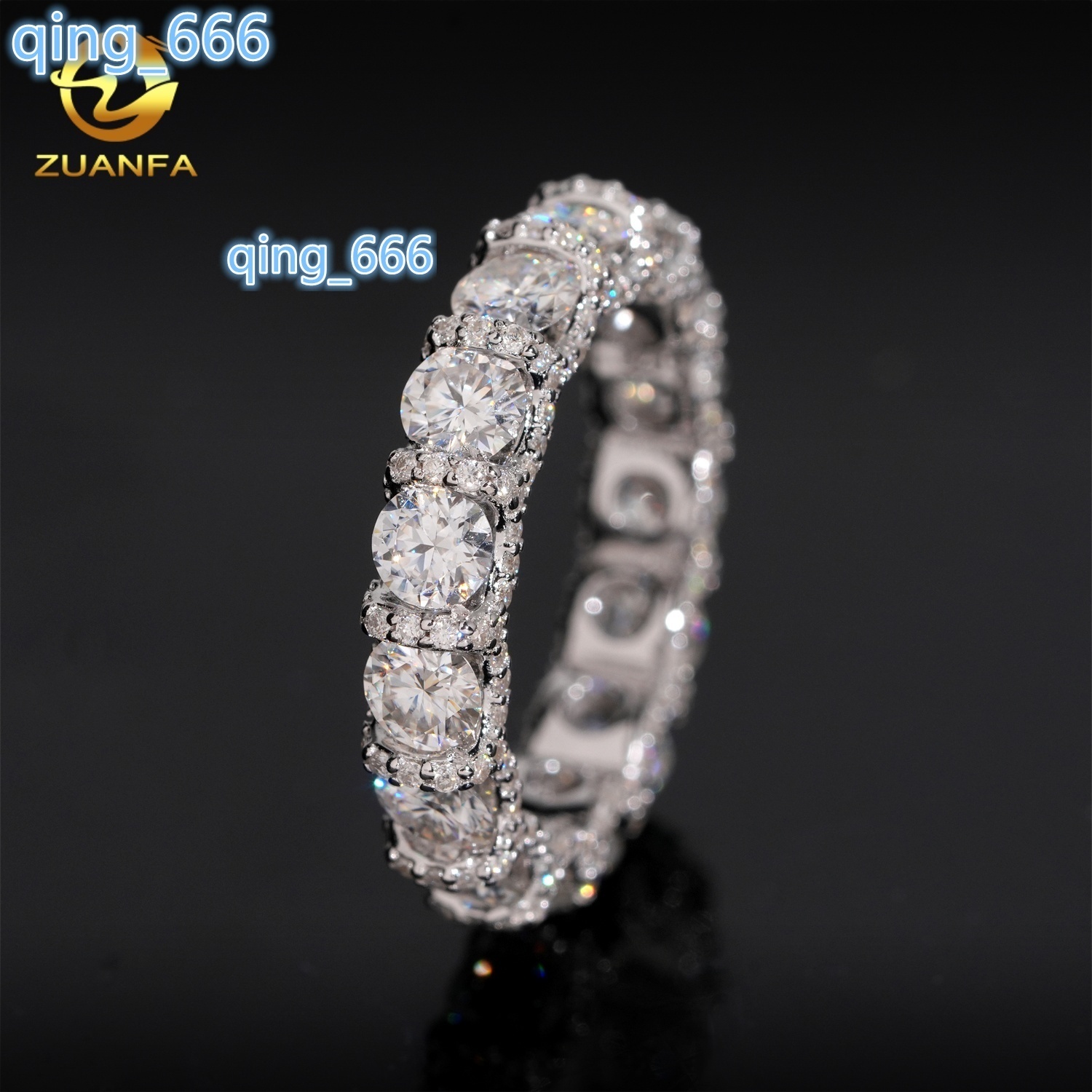Fashion Moissanite Diamond Engagement Rings Eternity Hoop Ring Round Cut Diamond 925 Sterling Silver Iced Out Ring