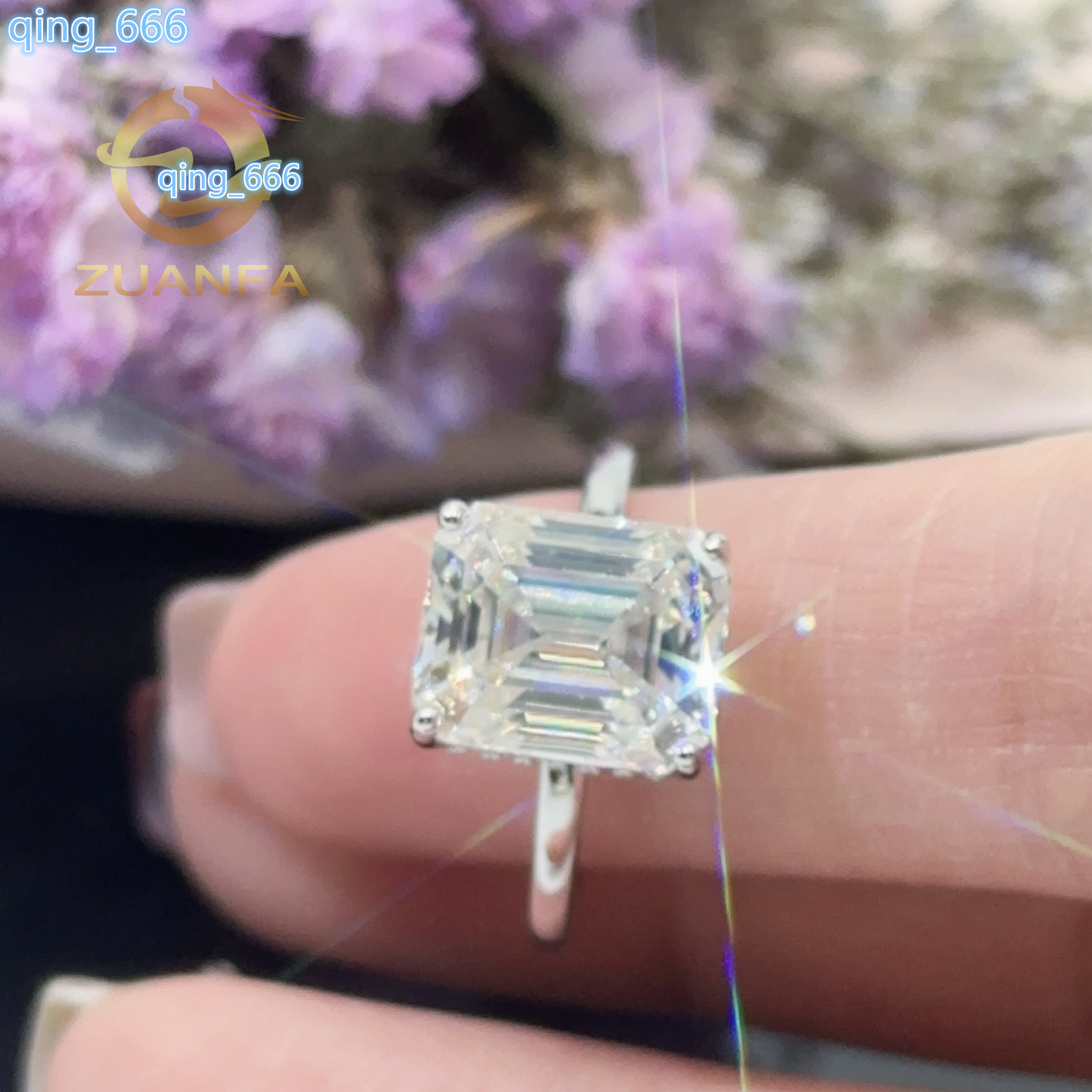 GRA Certified Emerald Cut 9*11mm 5ct D VVS Moissanite Wedding Ring 925 Sterling Silver Simple Solitaire Ring