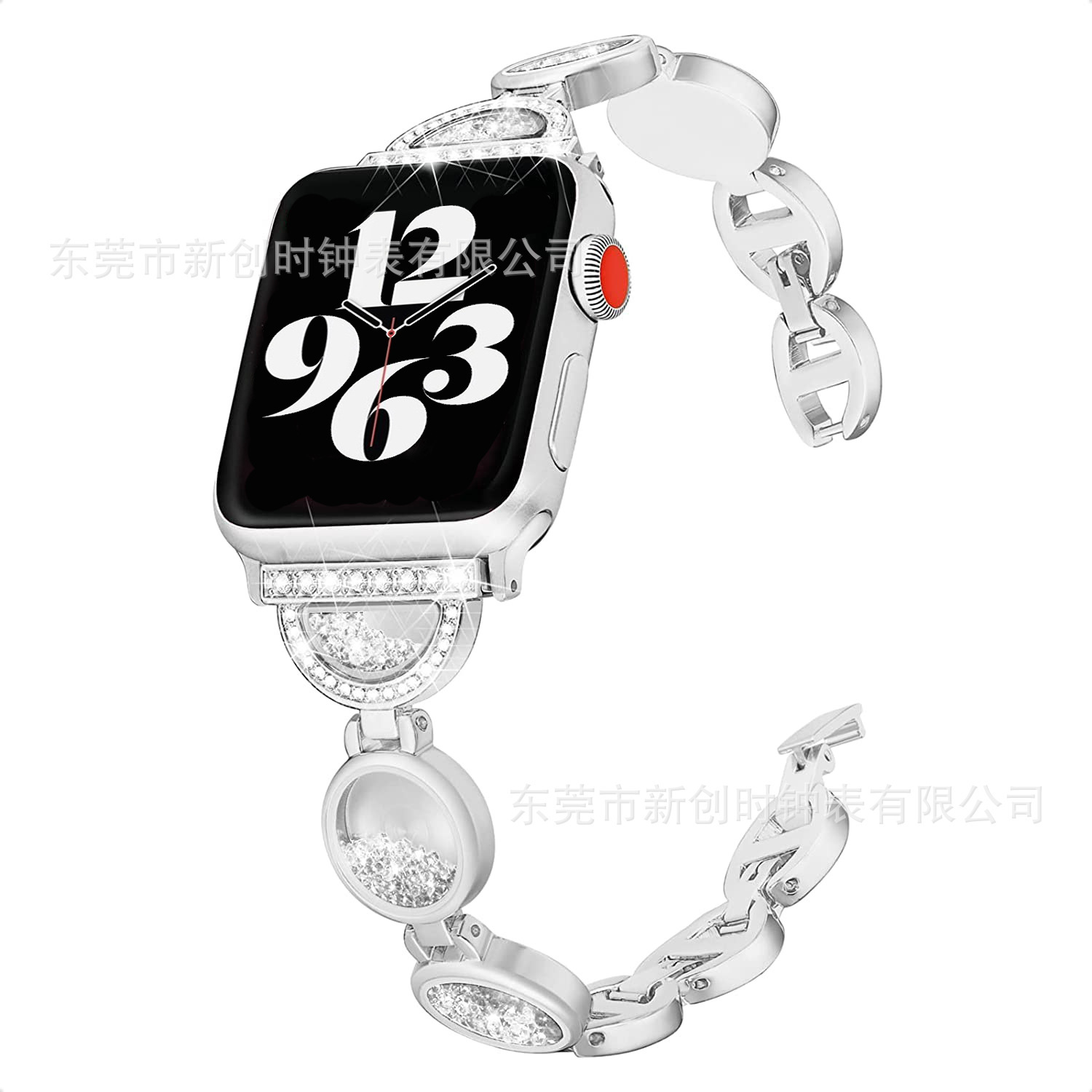 Luxury Premium Designer New Rhinestone Metal Fluid Ring iWatch Band for Apple Watch Series 1-10