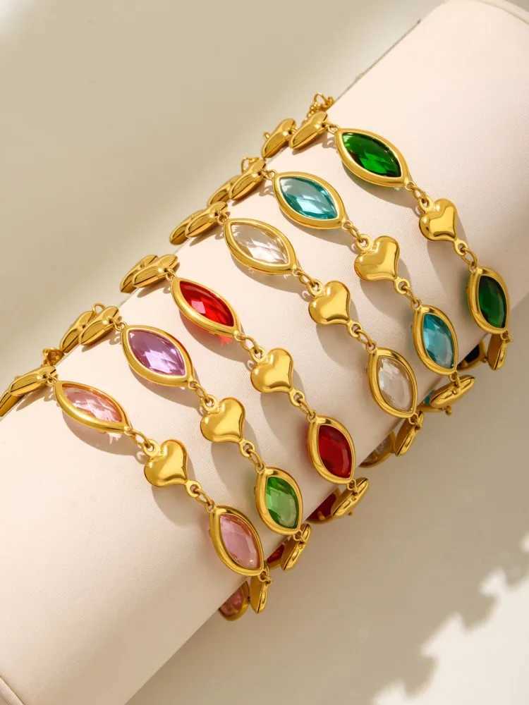 Stainless Steel Chain Bracelet With Multi-Shiny Fusiformis Faceted Czech Crystal For Womens Luxury Bracelets X250625