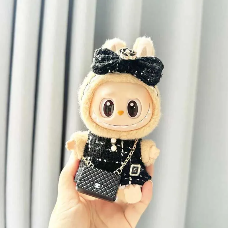 2026 new Labubu Ra ab 17 cm doll costume advanced design custom heartbeat Pearl hat gorgeous dress with wings WW 010 Designer