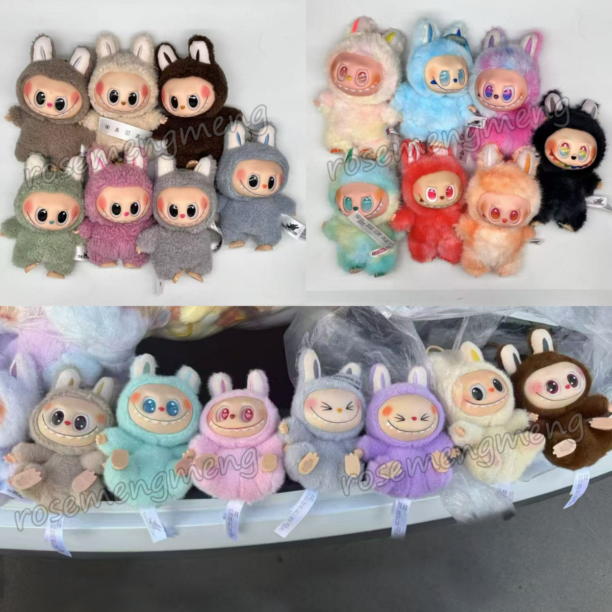 Keychains Labubu Plush Doll Macaroon Action Animation Character Doll Hobby Pendant Decoration Cute Mysterious Box PVC Childrens Day Surprise Gift