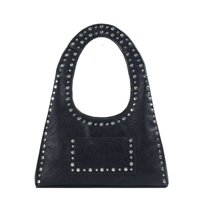 Vintage Rivet Women Shoulder Bags Punk Style Lady Handbags Pu Leather Underarm Bag Small Tote Female Purses 2025
