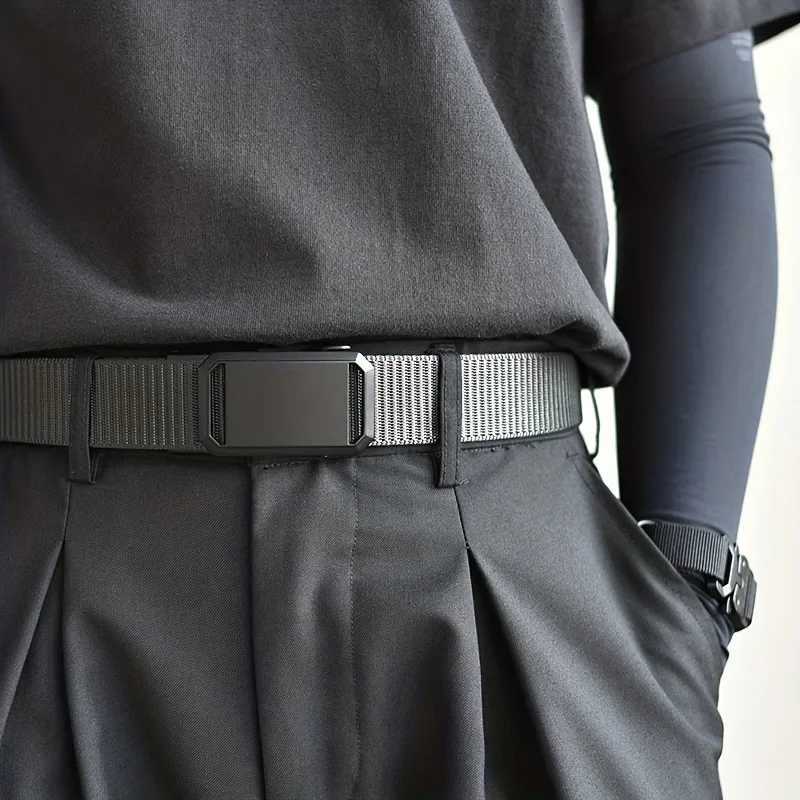 Mens Belt With Automatic Metal Buckle Outdoor Working Tactical Belt Toothless Automatic Buckle For Sports Canvas Belts W250625