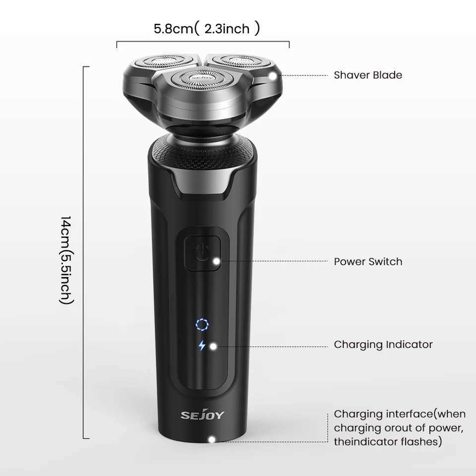 Electric Shaver Razor Men Type-C Rechargeable Shaving Beard Machine Intelligent Control Travel Lock Wet Dry Shaving Machine W250625
